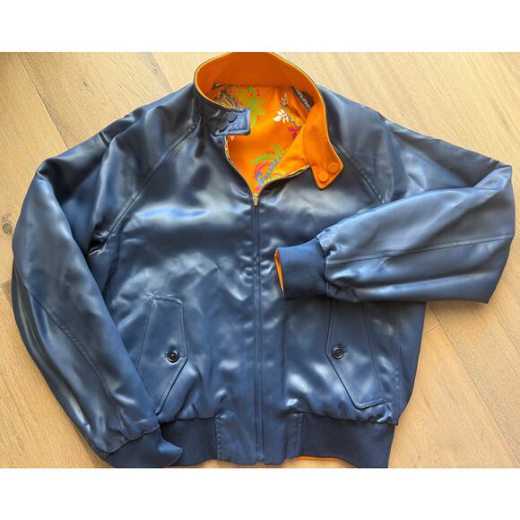 New Ralph Lauren Purple Label Torrence Reversible Jacket Navy Orange $1890 Sz 2 - Picture 10 of 11